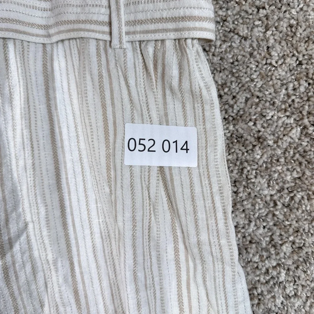 Banana Republic Pants Womens 4‎ White Stripe Paperbag Wide Leg Linen Crop Casual